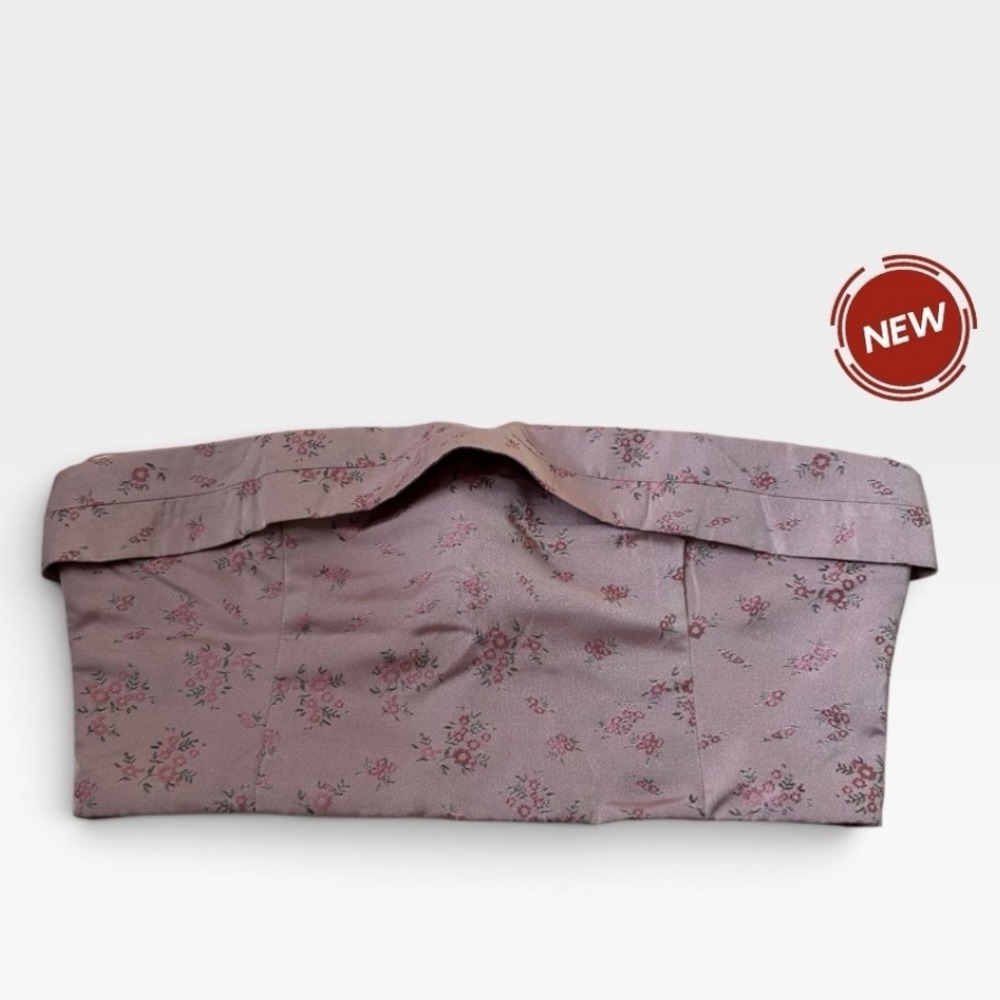 Altar'd State Floral Crop Top Women Large Pink Strapless Hannali Coquette | 8-24